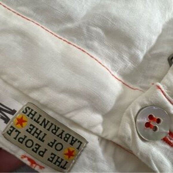 People of the Labyrinths Linen Pants | Rare Dutch Design Frog Print Size Medium - Picture 10 of 14